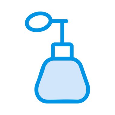 Beyaz arka plan üzerinde izole düz stilde ışık mavi vintage parfüm