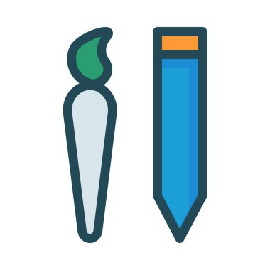 Makyaj fırça ve beyaz arka plan üzerinde izole kalem