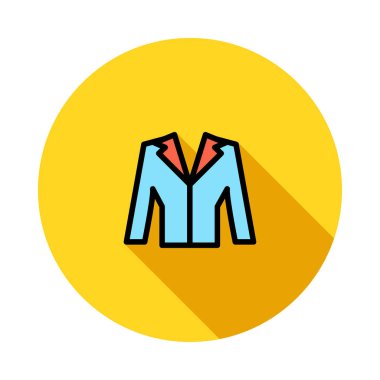 Beyaz arka plan üzerinde izole sarı daire içinde mavi ve kırmızı ceket