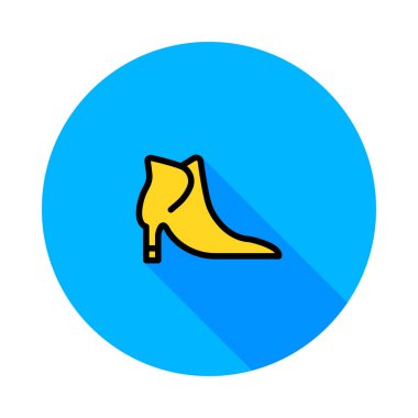 Beyaz arka plan üzerinde izole mavi daire sarı kadın ayakkabı