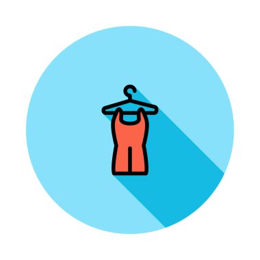 Beyaz arka plan üzerinde izole mavi daire kırmızı romper ile askı