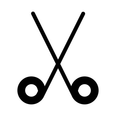 Beyaz arka plan üzerinde izole siyah glif makas