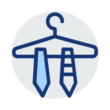 Askı beyaz arka plan üzerinde izole mavi ve gri renklerde Kravatlar ile