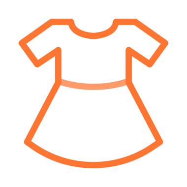 Basit anahat Turuncu elbise üzerinde izole beyaz arka plan