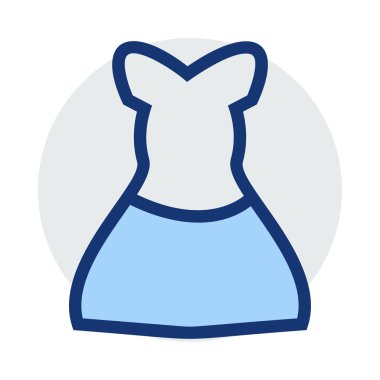 Beyaz arka plan üzerinde izole mavi ve gri renklerde elbise