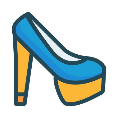 Beyaz arka plan üzerinde izole mavi ve sarı yüksek topuk ayakkabı