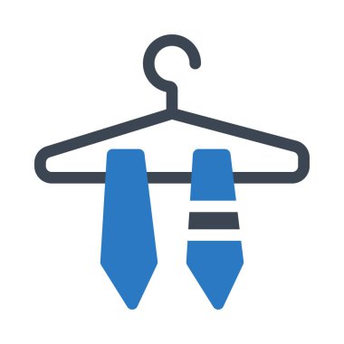 Düz stil beyaz arka plan üzerinde izole askı üzerinde mavi bağları