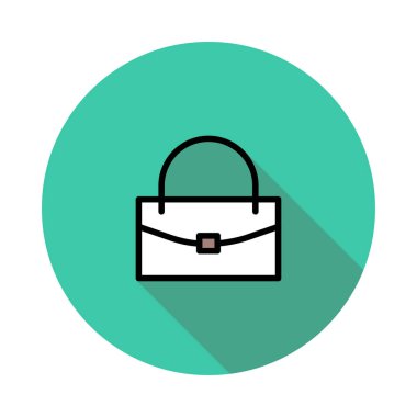 Yeşil daire izole beyaz arka plan üzerinde beyaz çanta