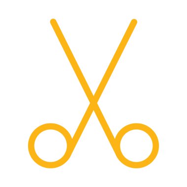 Beyaz arka plan üzerinde izole basit anahat sarı makas