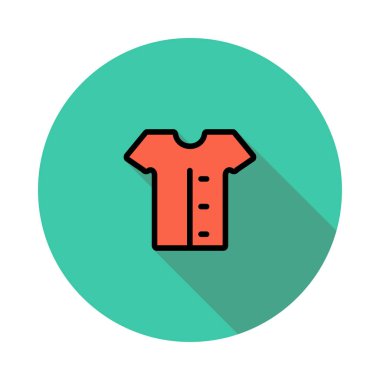 Yeşil daire beyaz arka plan üzerinde izole kırmızı t-shirt