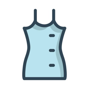 Beyaz arka plan üzerinde izole düğmeli mavi ince elbise