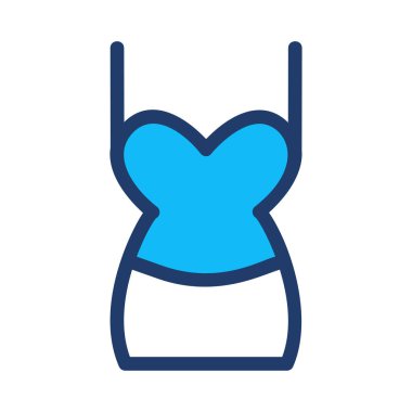 Beyaz arka plan üzerinde izole basit beyaz ve mavi ince elbise