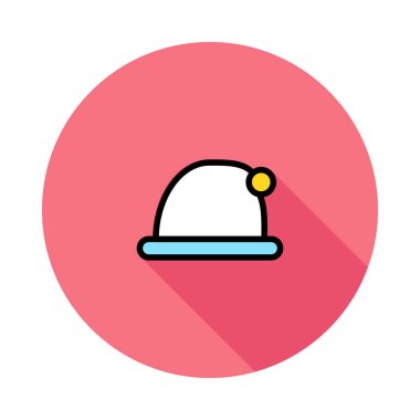 Beyaz arka plan üzerinde izole pembe daire içinde beyaz şapka