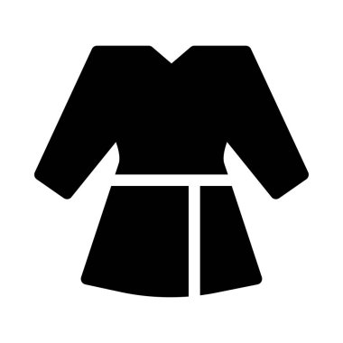 Beyaz arka plan üzerinde izole siyah glif elbise