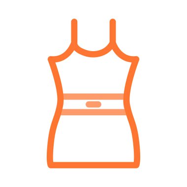 Basit anahat turuncu ince izole üzerinde beyaz arka plan elbise