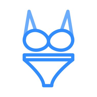 Beyaz arka plan üzerinde izole basit anahat mavi bikini