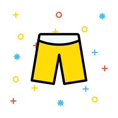 Renkli semboller beyaz zemin üzerine sarı şort