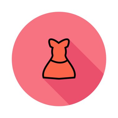 Pembe daire beyaz arka plan üzerinde izole kırmızı elbise