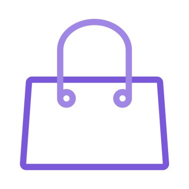 Beyaz arka plan üzerinde izole basit anahat mor el çantası