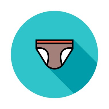 Mavi daire beyaz arka plan üzerinde izole kahverengi külot