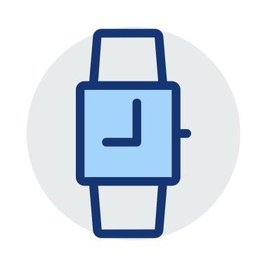 Beyaz arka plan üzerinde izole mavi ve gri renklerde kol saati