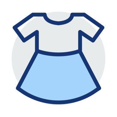 Beyaz arka plan üzerinde izole mavi ve gri renklerde kısa elbise