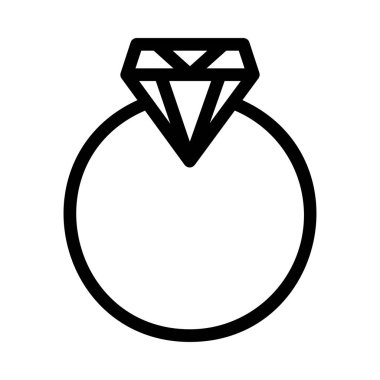 Beyaz arka plan üzerinde izole siyah anahat elmas yüzük