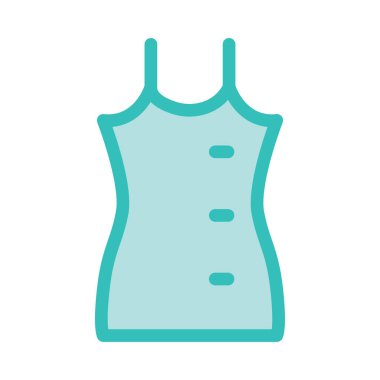 Beyaz arka plan üzerinde izole düğmeleri ile basit yeşil ince elbise