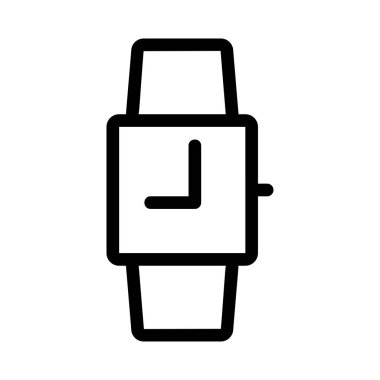 Beyaz arka plan üzerinde izole siyah anahat kol saati