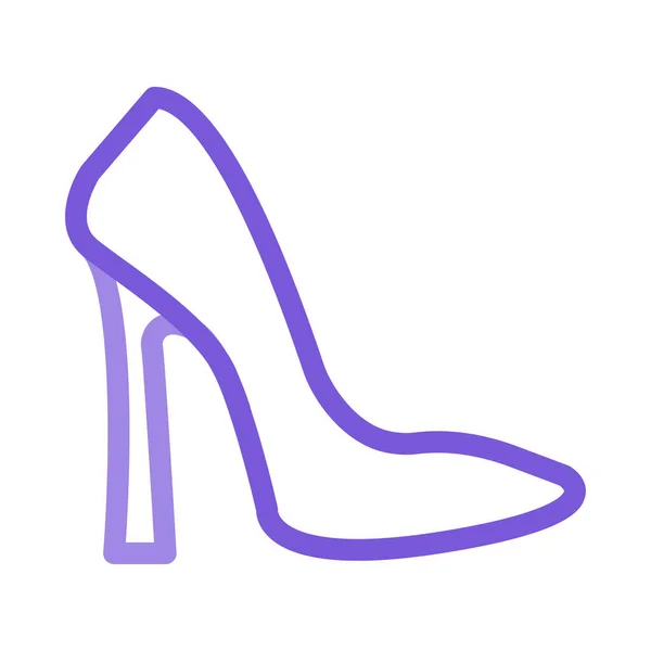 Просто Очертить Фиолетовый Туфли Высоком Каблуке Изолированные Белом Фоне — стоковый вектор