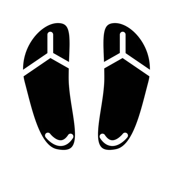 Schwarze Glyphen Flip Flops Isoliert Auf Weißem Hintergrund — Stockvektor