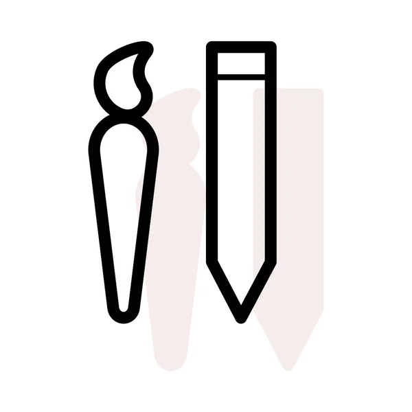 化粧筆のベージュ シャドウに白い背景の上の鉛筆 — ストックベクタ