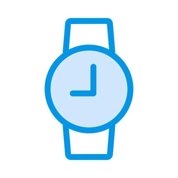 Relógio Pulso Azul Claro Estilo Plano Isolado Fundo Branco —  Vetores de Stock