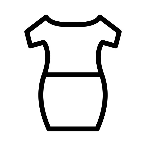 Schwarzer Umriss Schlankes Kleid Isoliert Auf Weißem Hintergrund — Stockvektor