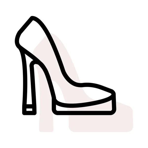 High Heel Schuh Auf Weißem Hintergrund Mit Beigem Schatten — Stockvektor