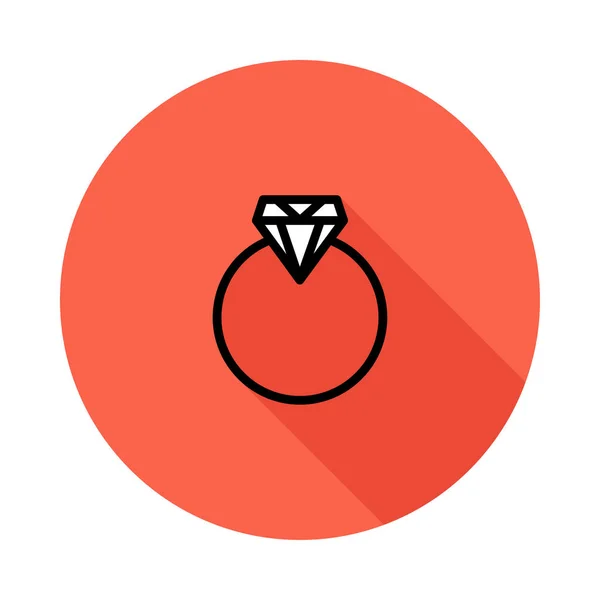 Bague Diamant Blanc Cercle Rouge Isolé Sur Fond Blanc — Image vectorielle
