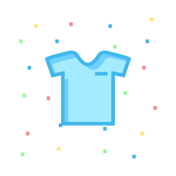 Shirt Azul Sobre Fundo Branco Com Pixels Coloridos — Vetor de Stock