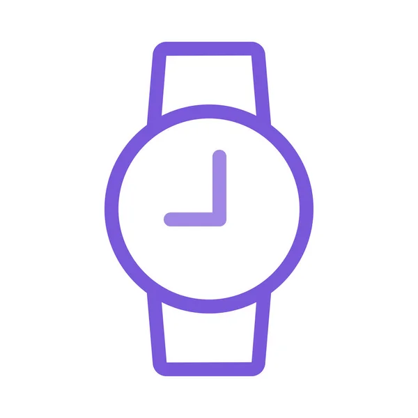 Простые Очертания Фиолетовых Наручных Часов Изолированы Белом Фоне — стоковый вектор