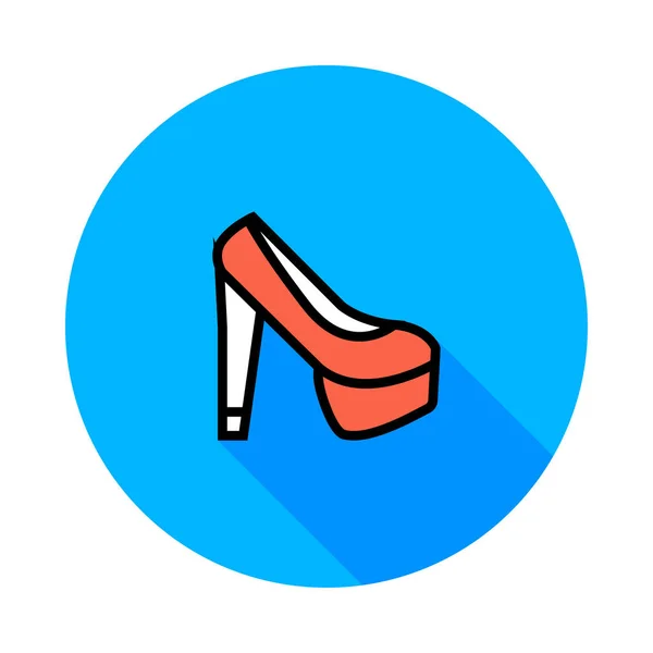 Sapato Vermelho Salto Alto Círculo Azul Isolado Fundo Branco —  Vetores de Stock