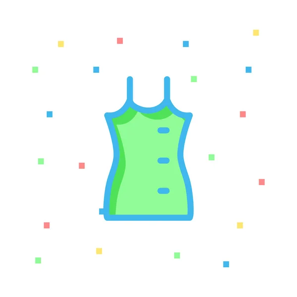 Azul Verde Vestido Fino Com Botões Fundo Branco Com Pixels — Vetor de Stock