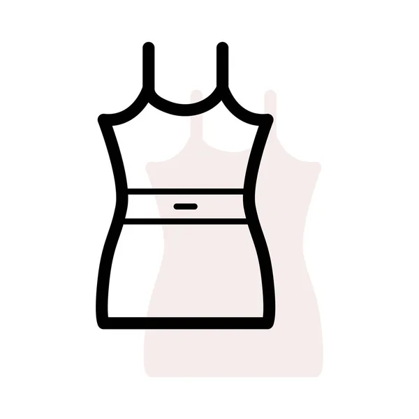 Vestido Delgado Con Cinturón Sobre Fondo Blanco Con Sombra Beige — Vector de stock