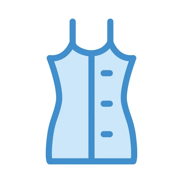 Einfaches Blaues Schlankes Kleid Auf Weißem Hintergrund — Stockvektor