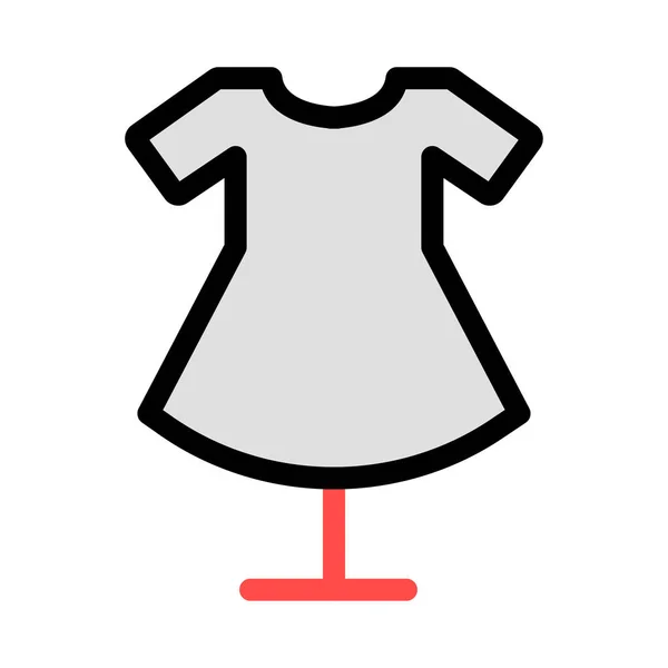 白い背景で隔離赤いスタンドにグレーと黒のドレス — ストックベクタ