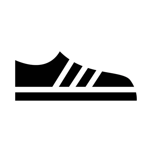 Γλυφή Μαύρο Αθλητικό Παπούτσι Που Απομονώνονται Λευκό Φόντο — Διανυσματικό Αρχείο