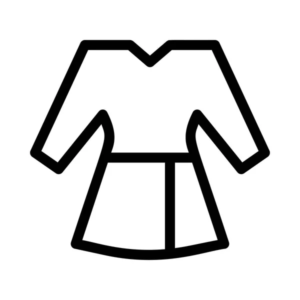 Vestido Contorno Preto Com Mangas Compridas Isoladas Fundo Branco — Vetor de Stock
