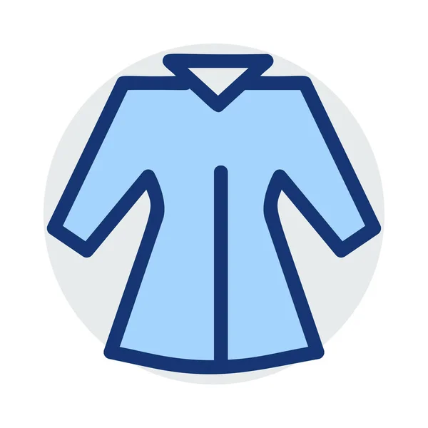 Manteau Long Aux Couleurs Bleu Gris Isolé Sur Fond Blanc — Image vectorielle