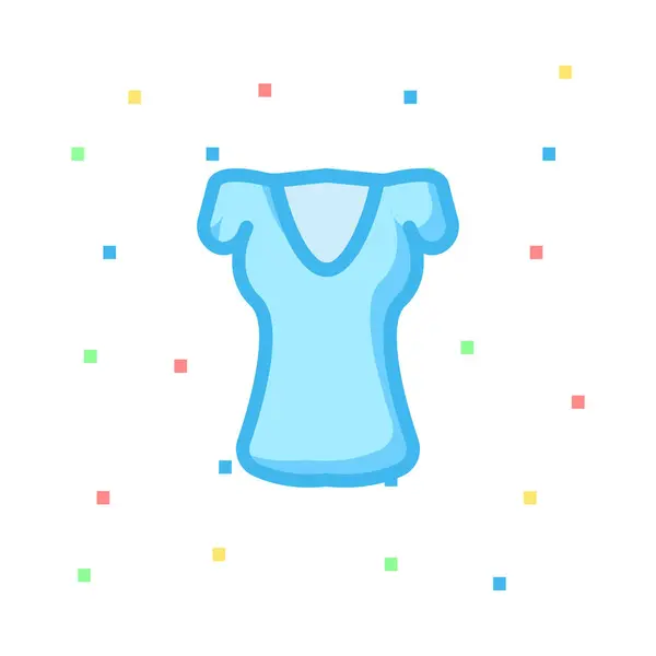 Blusa Fina Azul Fundo Branco Com Pixels Coloridos — Vetor de Stock