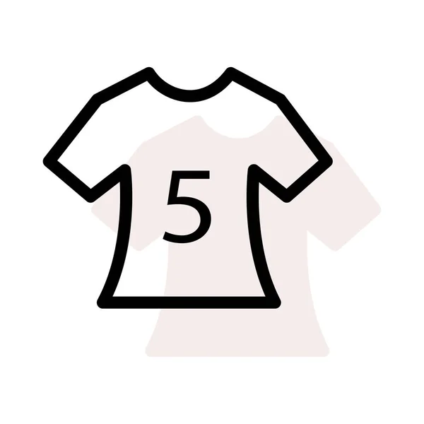 Camiseta Con Número Sobre Fondo Blanco Con Sombra Beige — Vector de stock