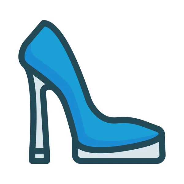 Beyaz Arka Plan Üzerinde Izole Mavi Yüksek Topuk Ayakkabı — Stok Vektör