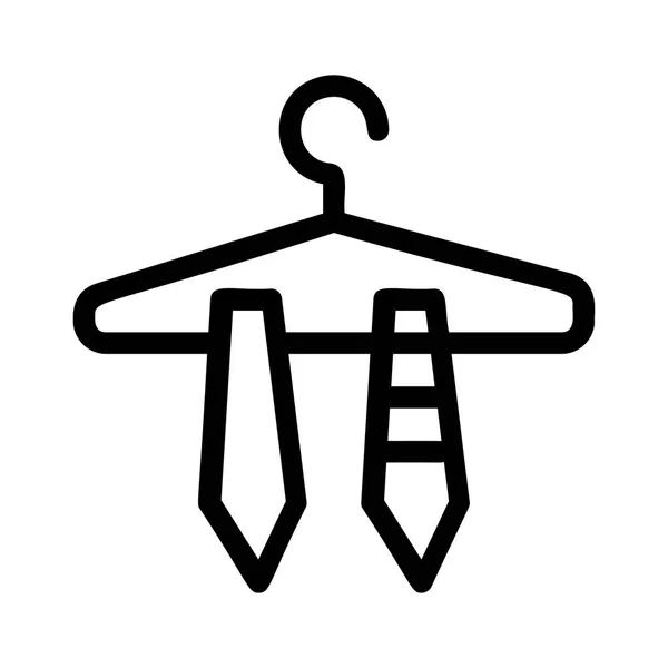 白色背景下的衣架上的黑色轮廓领带 — 图库矢量图片